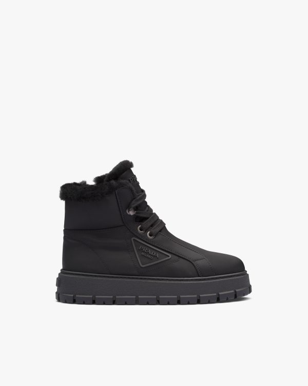 Black Nylon gabardine lace-up booties - Image 2