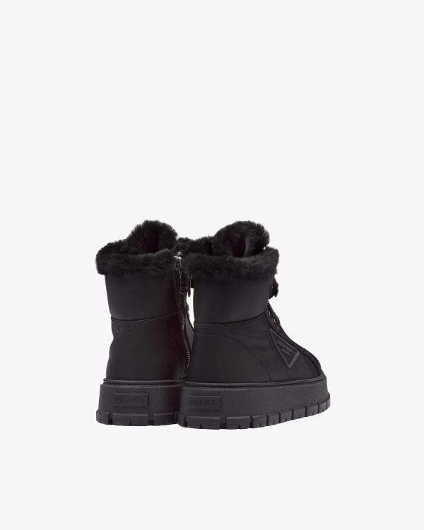 Black Nylon gabardine lace-up booties - Image 3