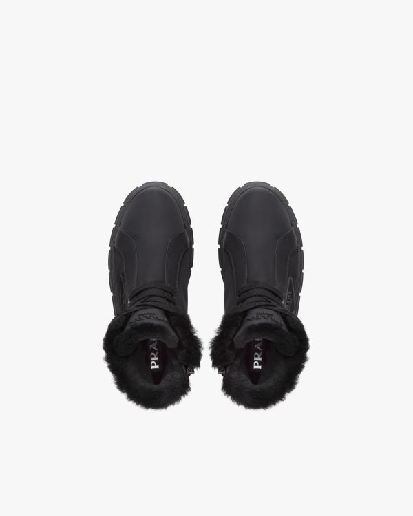 Black Nylon gabardine lace-up booties - Image 4