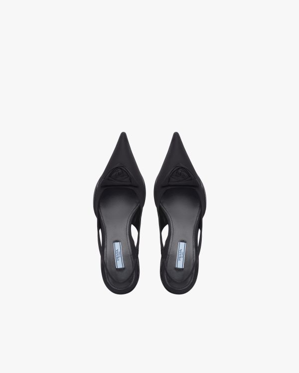 Black Nylon gabardine slingback pumps - Image 4