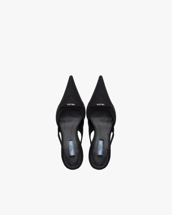 Black Nylon gabardine slingback pumps - Image 4