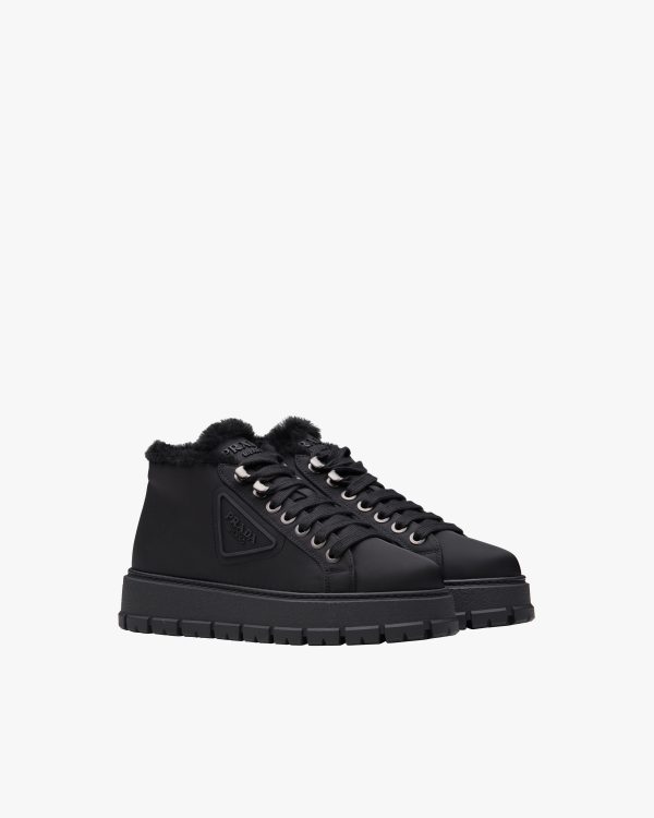 Black Nylon lace-up booties