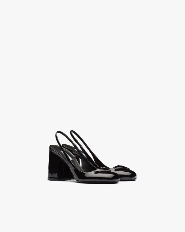 Black Patent leather sling-back pumps