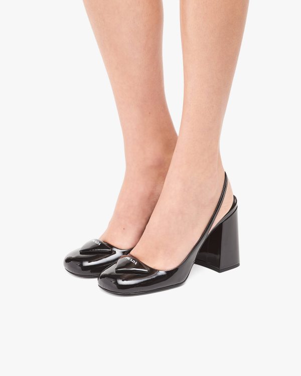 Black Patent leather sling-back pumps - Image 5