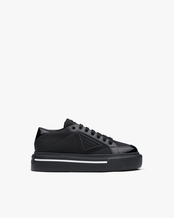 Black Prada Macro Re-Nylon and brushed leather sneakers - Image 2
