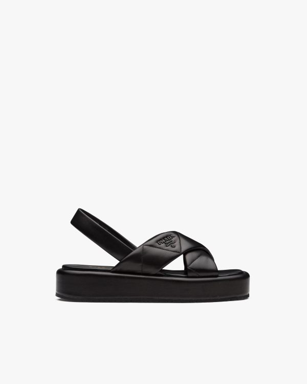 Black Quilted nappa leather flatform sandals - Image 2