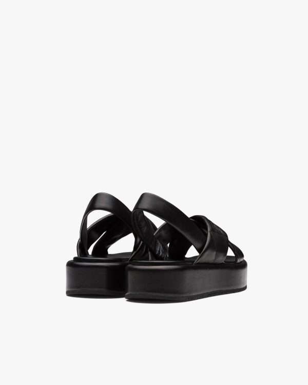 Black Quilted nappa leather flatform sandals - Image 3