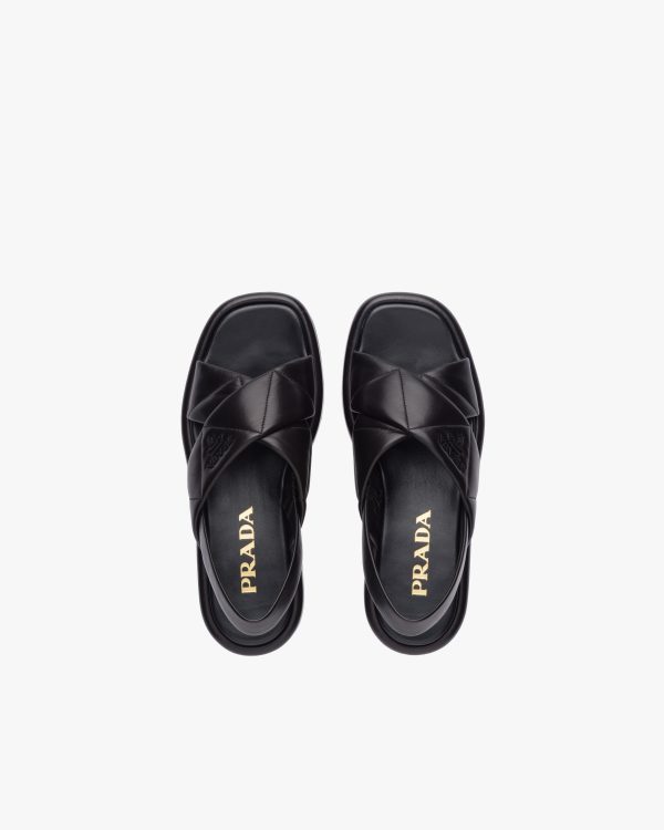 Black Quilted nappa leather flatform sandals - Image 4