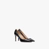 Black Saffiano textured patent leather pumps
