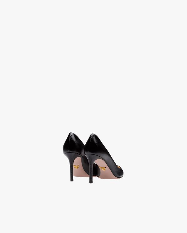 Black Saffiano textured patent leather pumps - Image 3