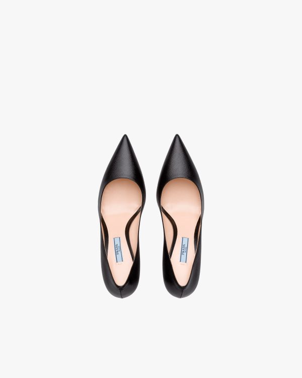 Black Saffiano textured patent leather pumps - Image 4