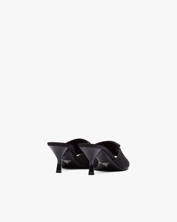 Black Satin sandals with crystals - Image 3