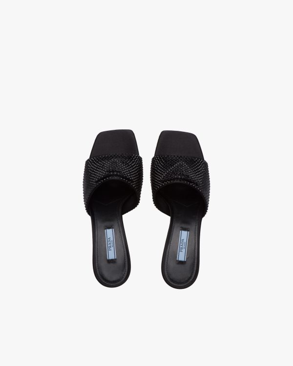 Black Satin sandals with crystals - Image 4