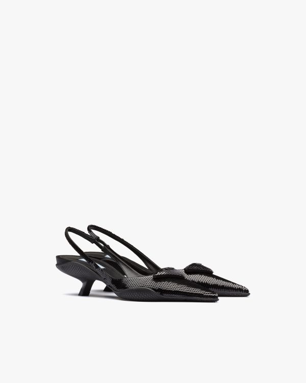 Black Sequin slingback pumps