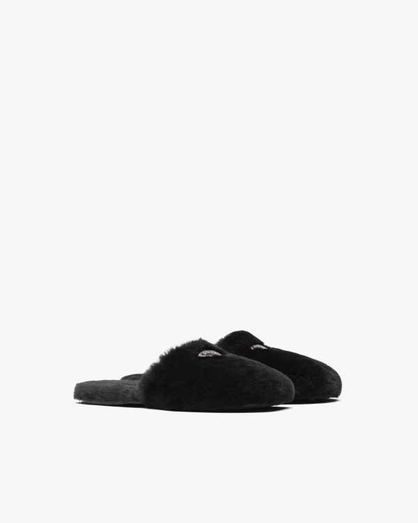 Black Shearling sabots