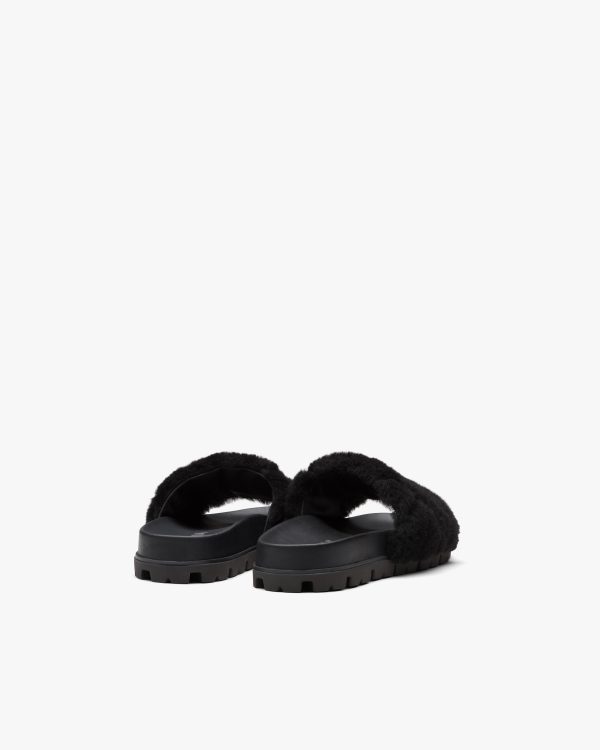 Black Shearling slides - Image 3