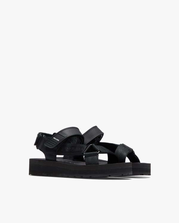 Black Sporty nylon band strap sandals