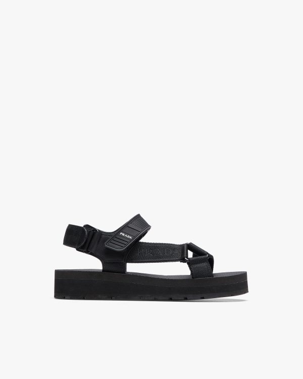Black Sporty nylon band strap sandals - Image 2