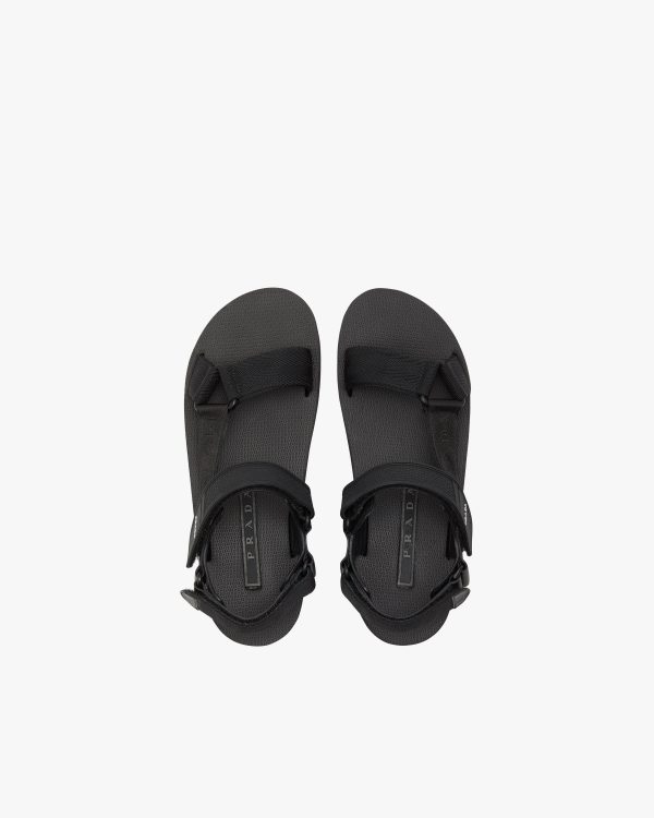 Black Sporty nylon band strap sandals - Image 4
