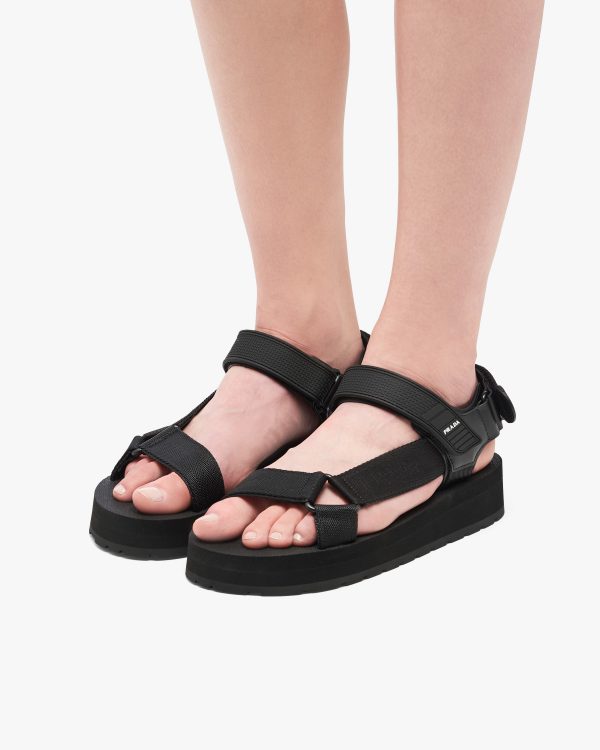 Black Sporty nylon band strap sandals - Image 5