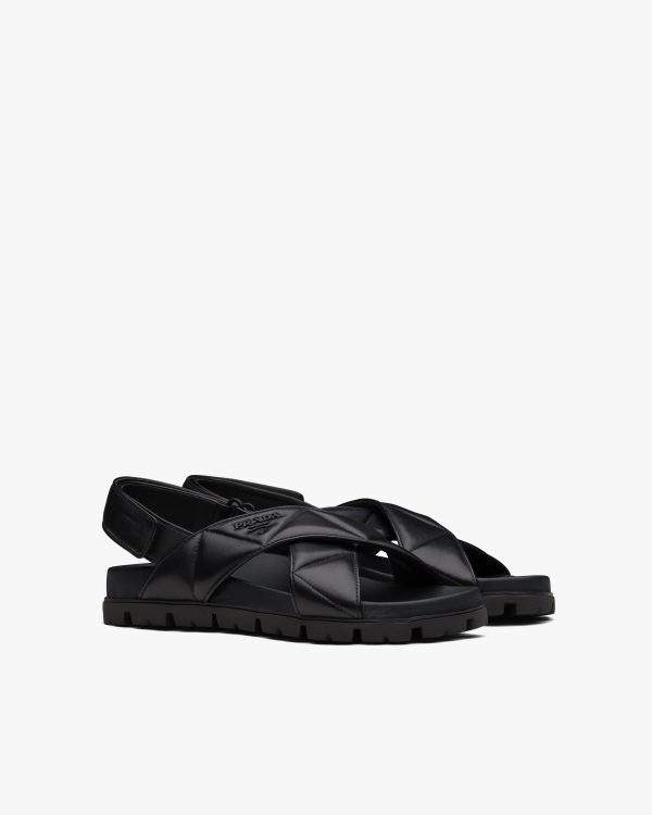 Black Sporty quilted nappa leather sandals