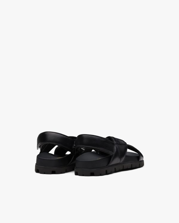 Black Sporty quilted nappa leather sandals - Image 3