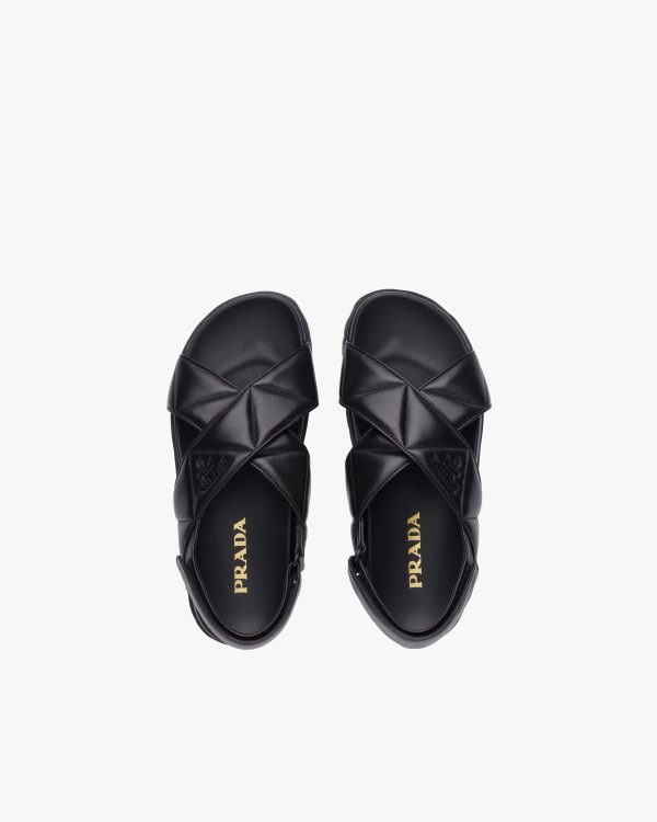 Black Sporty quilted nappa leather sandals - Image 4
