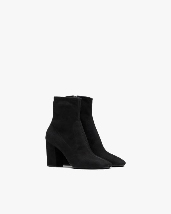 Black Stretch suede booties