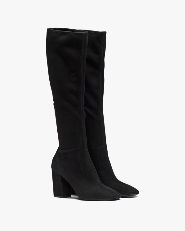 Black Stretch suede boots