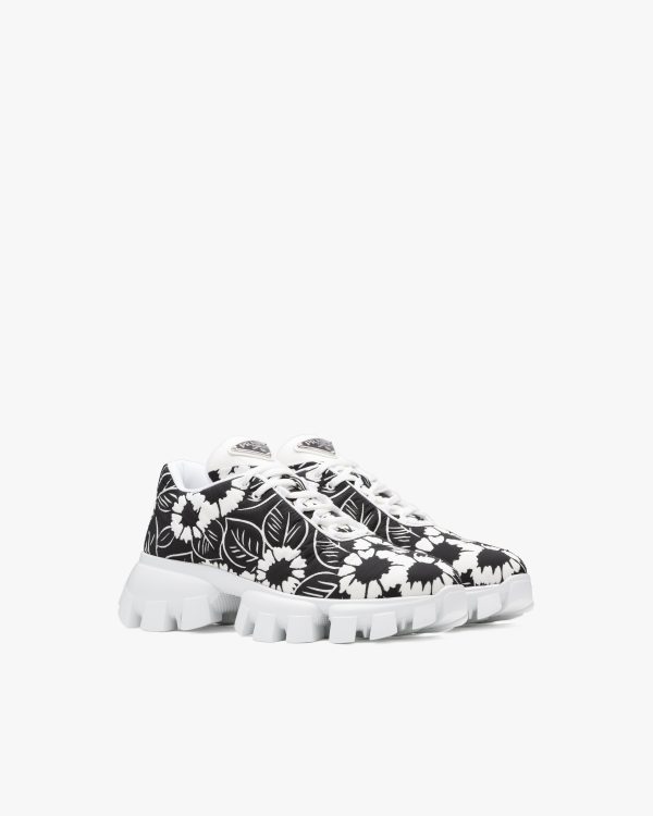 Black/white Printed nylon sneakers