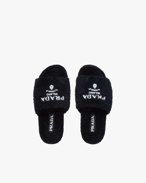 Black/white Terry cloth slides - Image 4