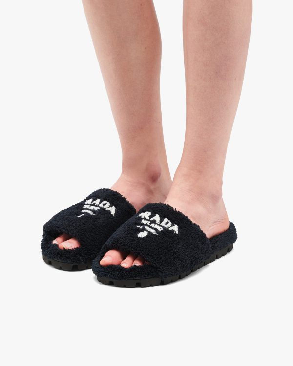 Black/white Terry cloth slides - Image 5