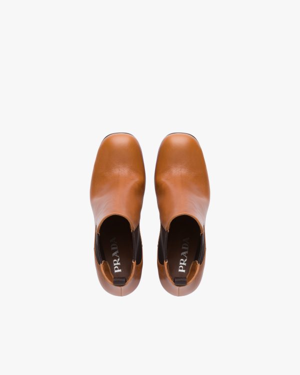 Cognac Leather platform booties - Image 4
