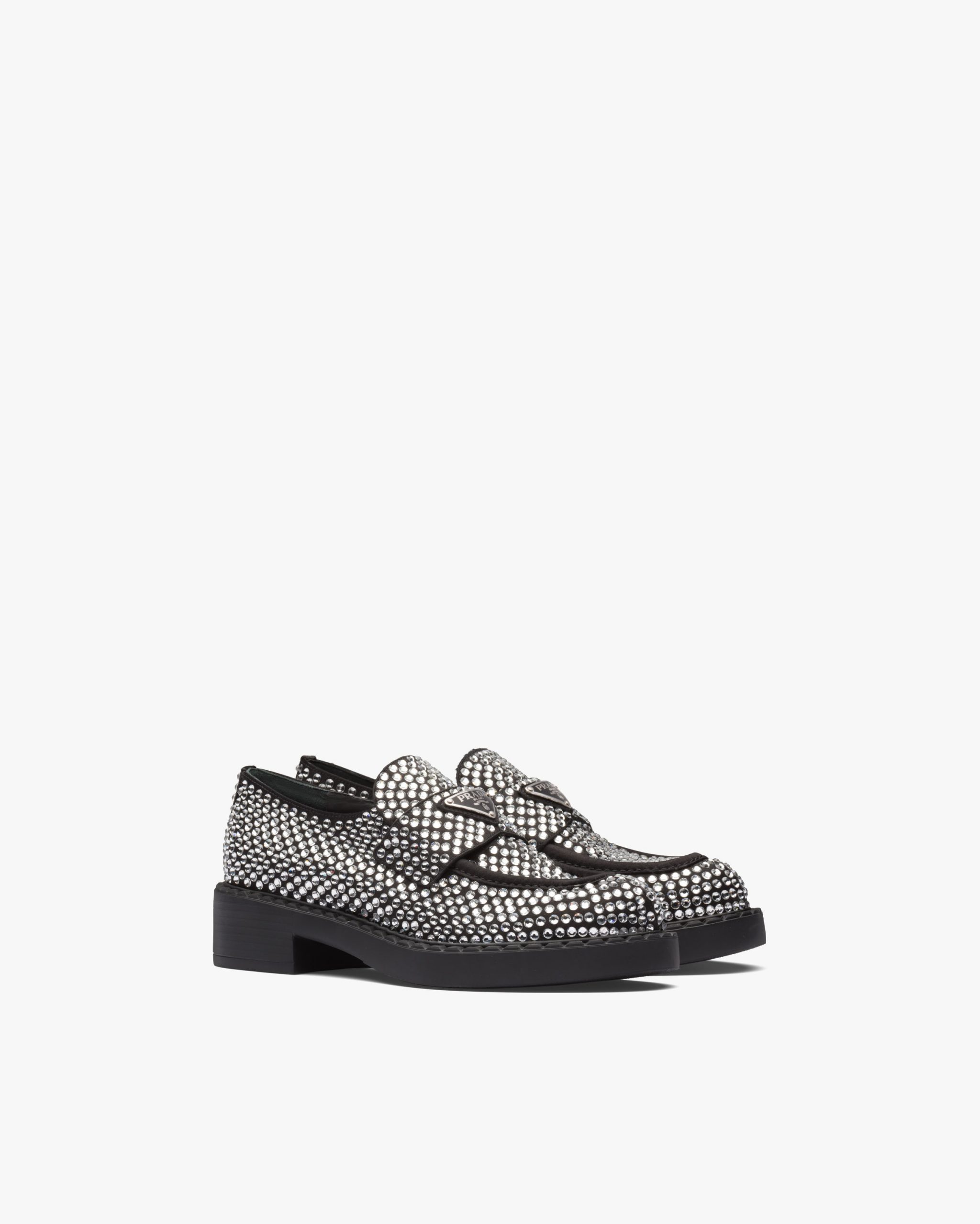 Crystal Satin loafers with crystals - Fake Prada Store