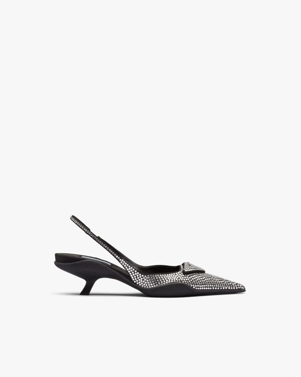 Crystal Satin sling-back pumps with crystals - Image 2