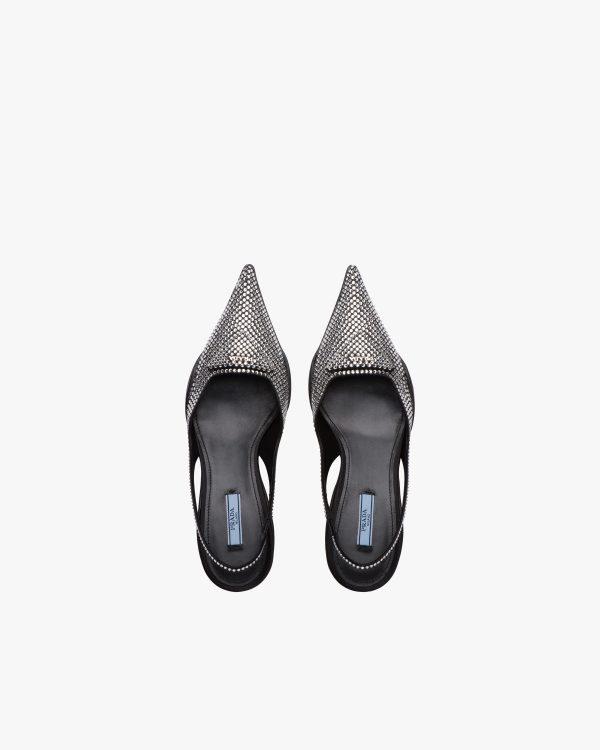 Crystal Satin sling-back pumps with crystals - Image 4