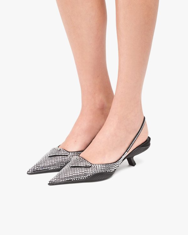 Crystal Satin sling-back pumps with crystals - Image 5