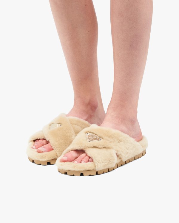 Ecru Shearling sandals - Image 5
