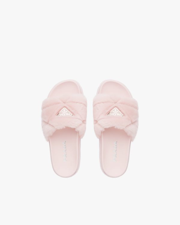 Orchid Pink Shearling slides - Image 4