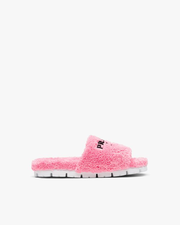Petal Pink/black Terry cloth slides - Image 2