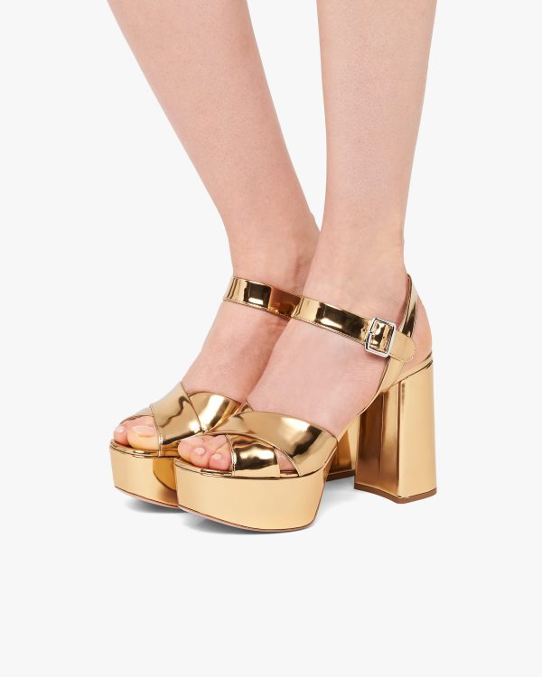 Platinum Metallic leather sandals - Image 5