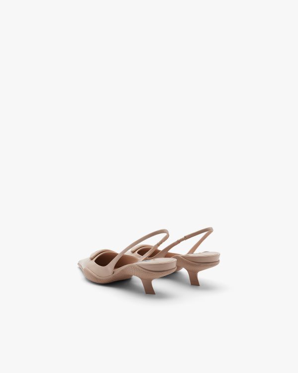 Powder Pink Brushed leather slingback pumps - Image 2