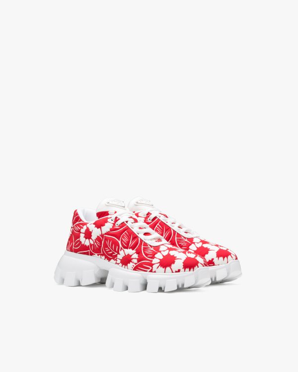 Red/white Printed nylon sneakers
