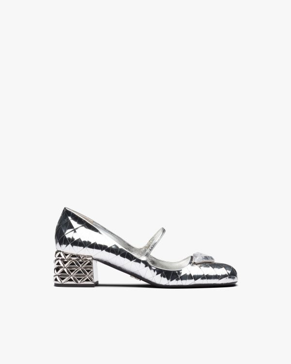 Silver Metallic leather pumps - Image 2