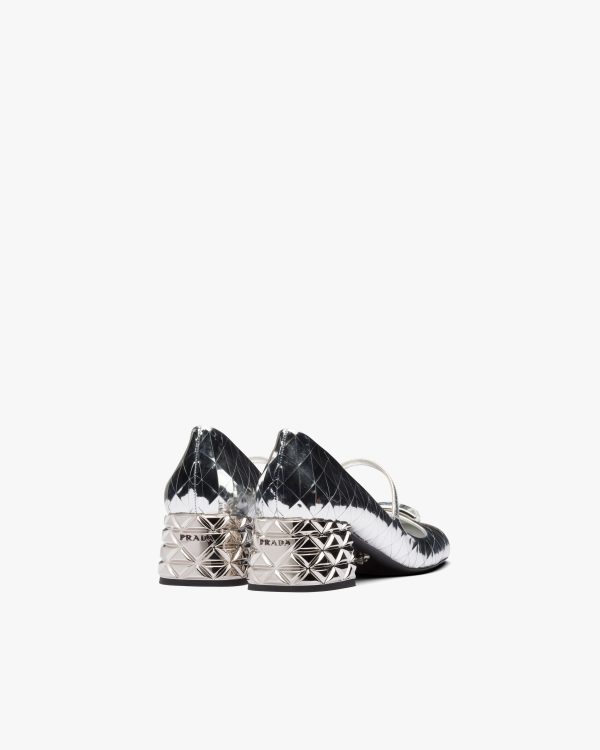 Silver Metallic leather pumps - Image 3