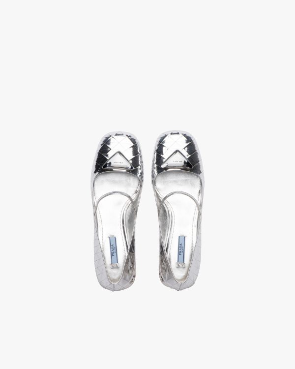 Silver Metallic leather pumps - Image 4