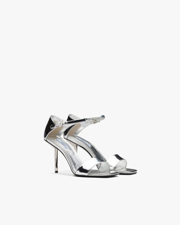 Silver Metallic leather sandals