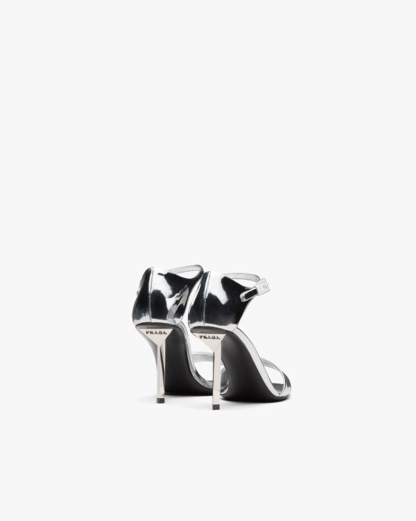 Silver Metallic leather sandals - Image 3