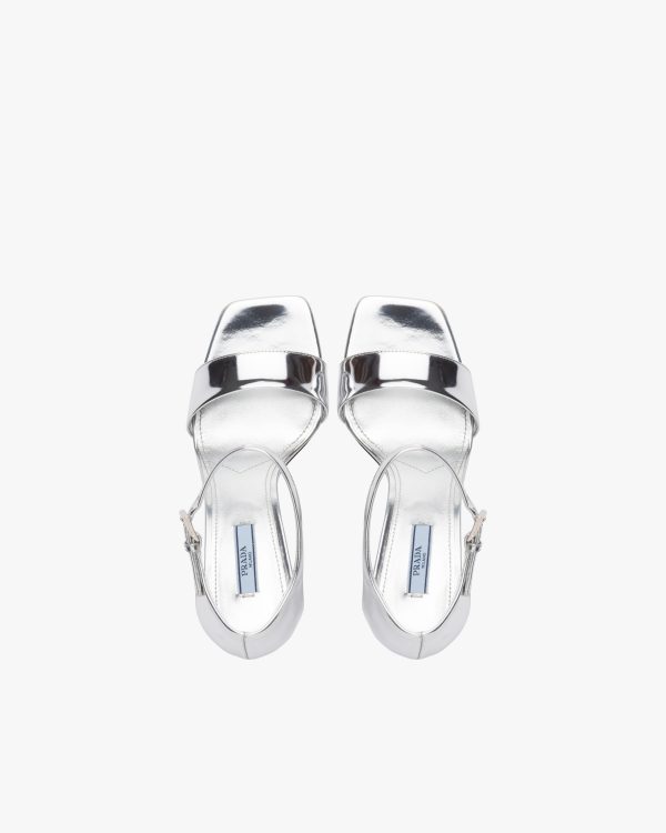 Silver Metallic leather sandals - Image 4
