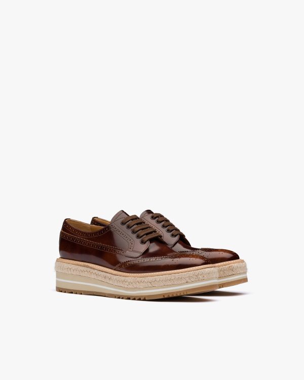Tobacco Microsole brushed leather shoes